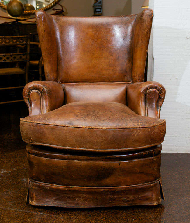 Mid-20th Century Leather Club Chair, French circa 1930
