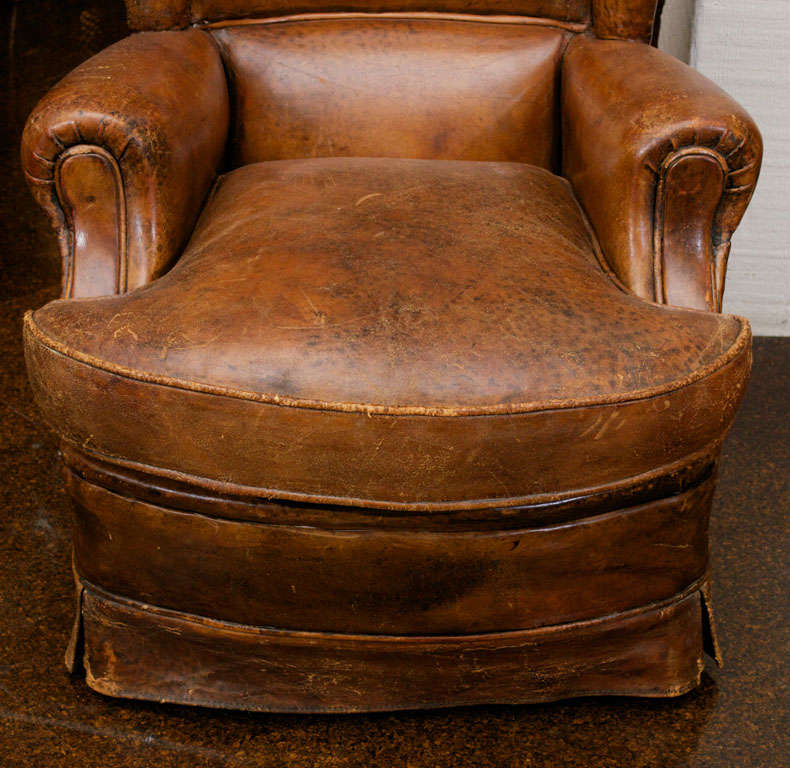 Leather Club Chair, French circa 1930 1
