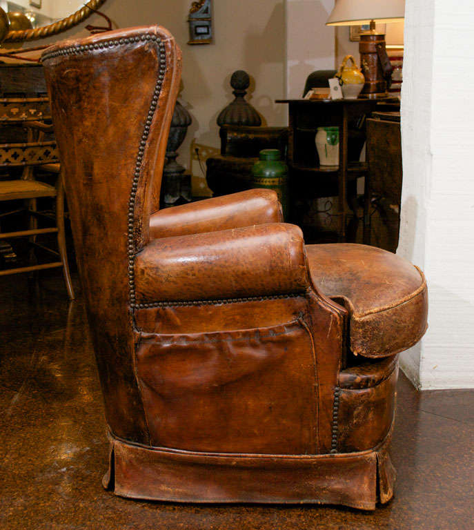 Leather Club Chair, French circa 1930 2