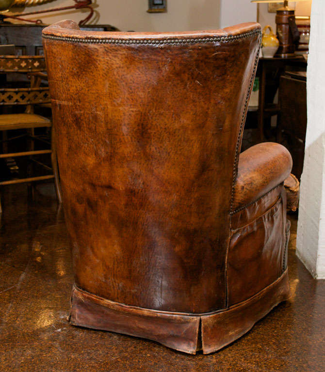 Leather Club Chair, French circa 1930 4