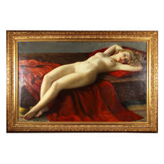 Retro Very Large Framed Nude Painting Sgd, dated 1950