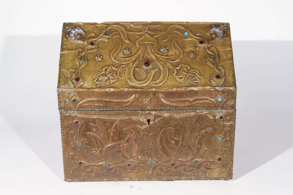 Decorative Jewel Set Brass Box, Alfred Daguet
