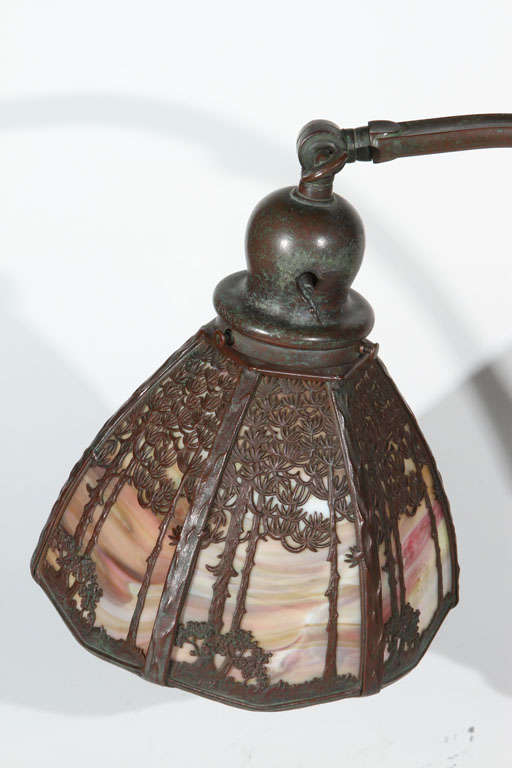 Scenic HANDEL Desk Lamp with Forest Filigree Overlay For Sale 2