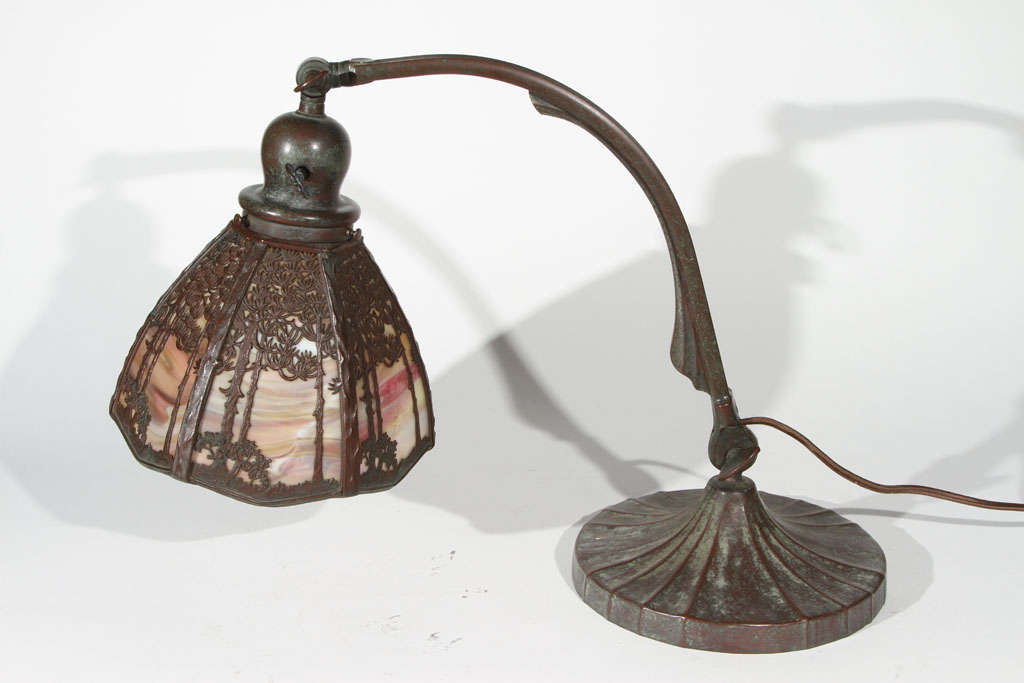Scenic HANDEL Desk Lamp with Forest Filigree Overlay For Sale 3