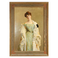 Antique Full Portrait Painting of Society Lady, William Haskell Coffin