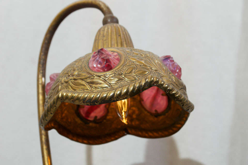 Art Nouveau Jeweled Lamp In Excellent Condition In Petaluma, CA