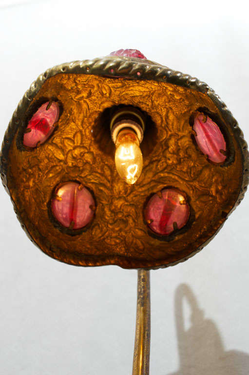 20th Century Art Nouveau Jeweled Lamp