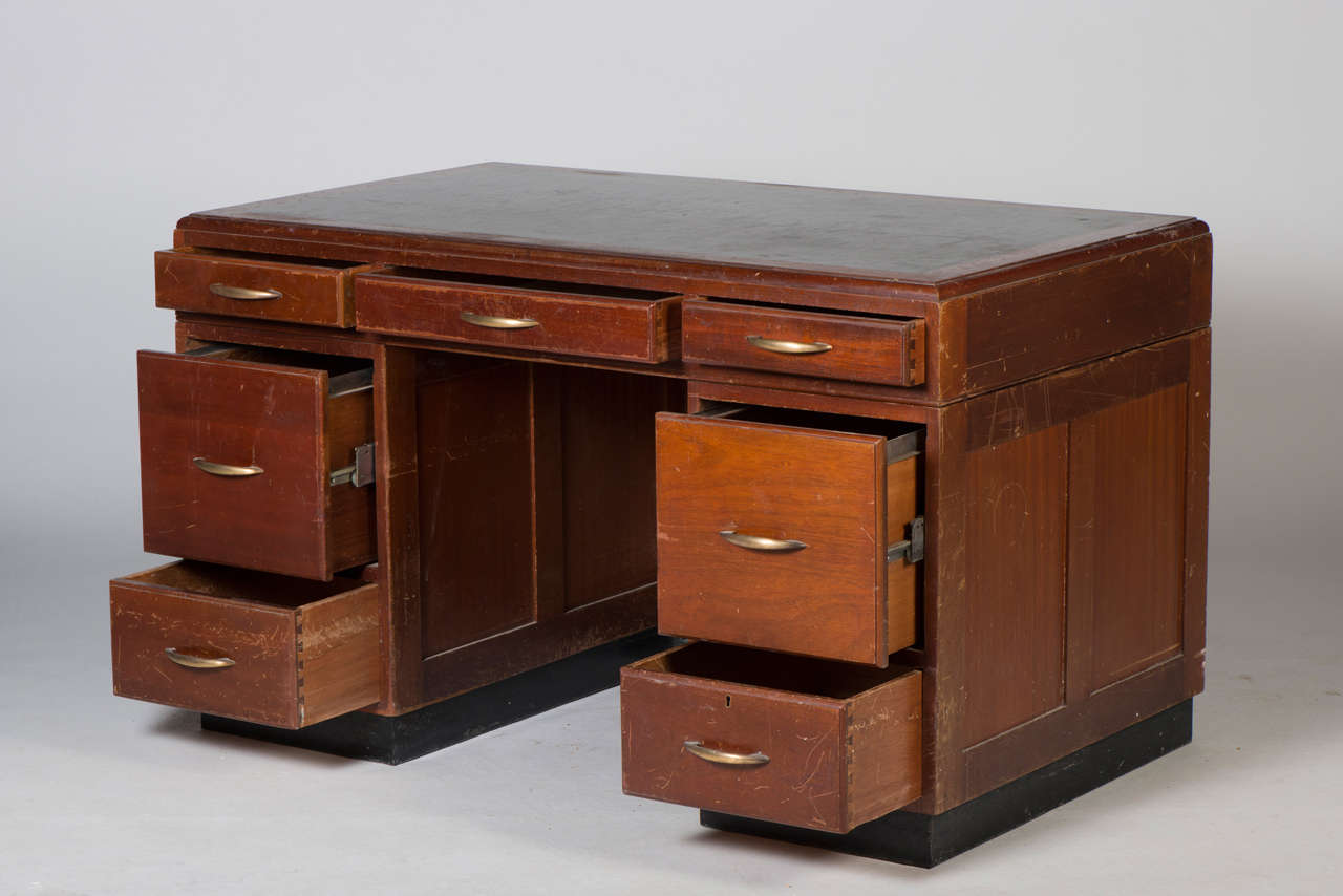 Industrial Mahogany Desk by H. Baldock & Sons