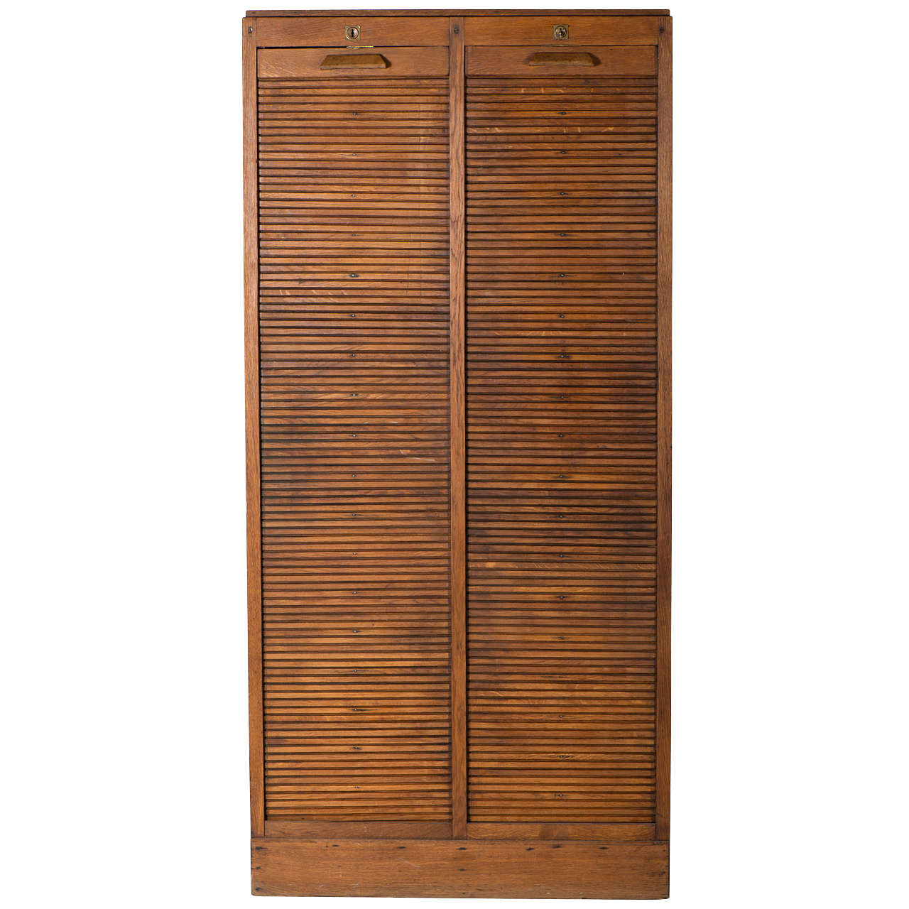 Oak Tambour Filing Cabinet For Sale