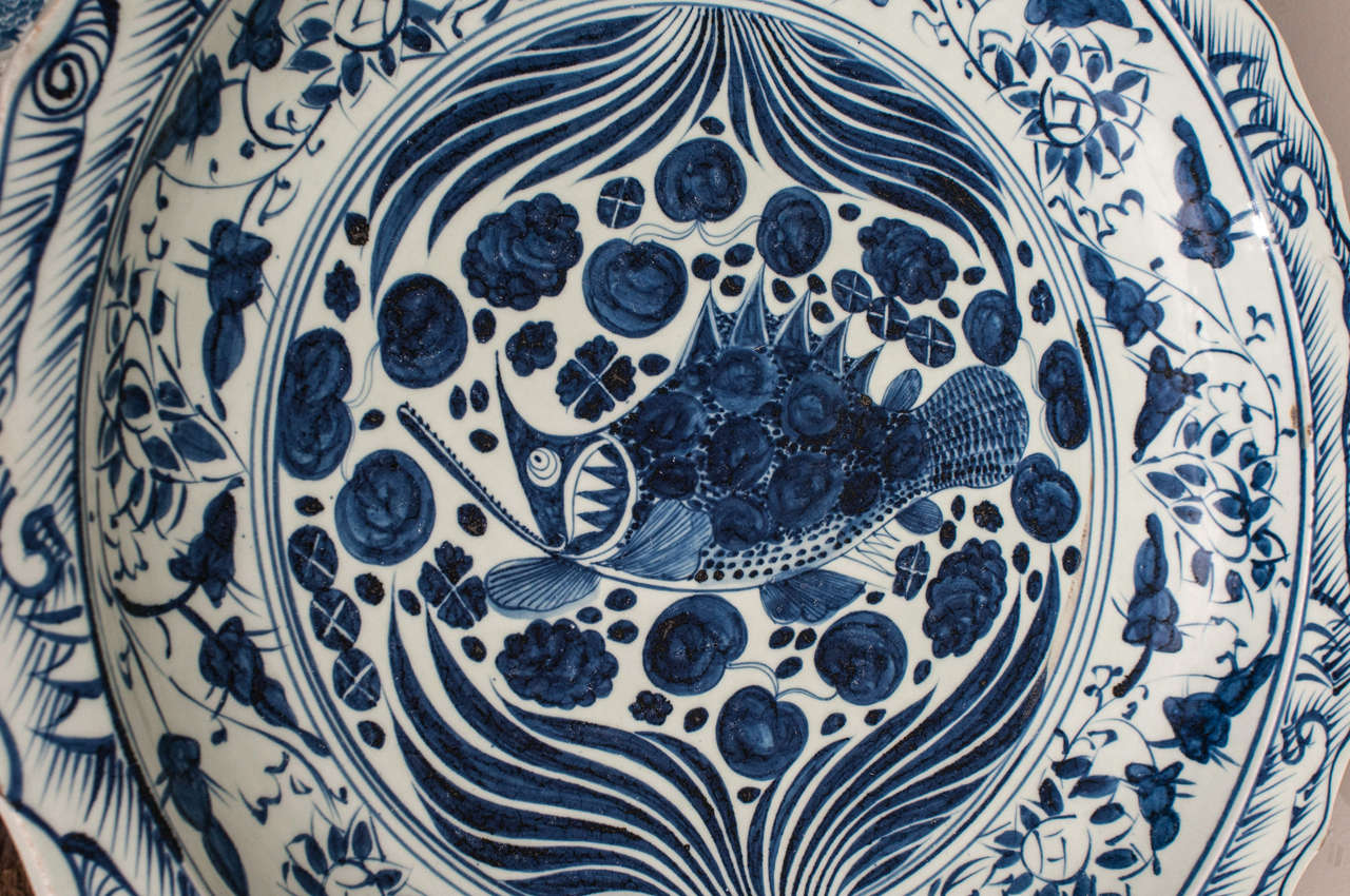20th Century Monumental Blue and White Chinese Porcelain Charger
