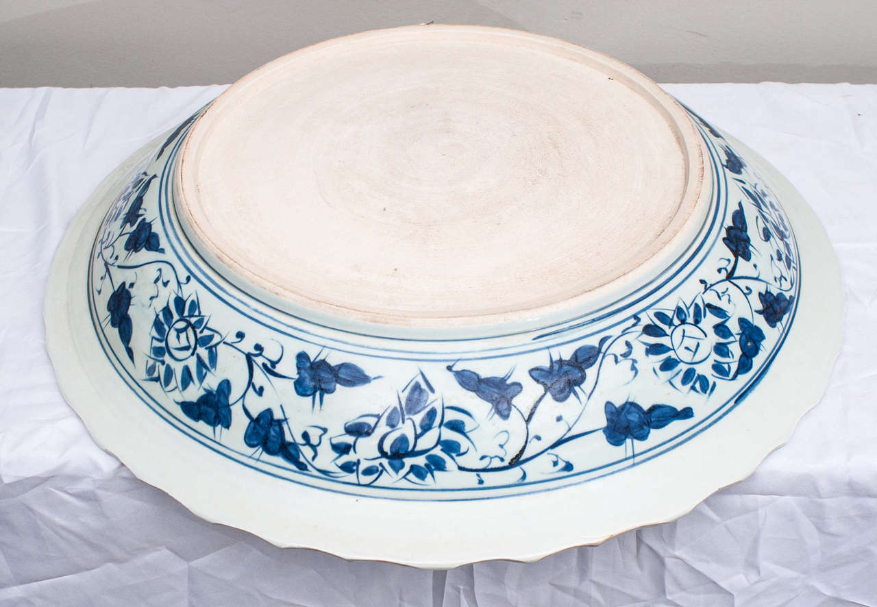 Monumental Blue and White Chinese Porcelain Charger 2