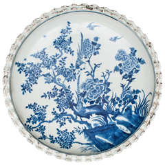 Chinese Blue and White Porcelain Charger with Unique Scalloped Edge