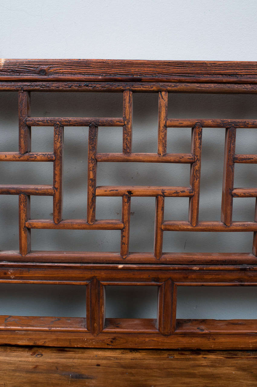 Elm Monumental Chinese Lattice Panel, 19th Century