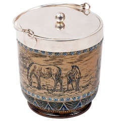 A Doulton Lambeth Stoneware Biscuit Barrel by Hannah Barlow