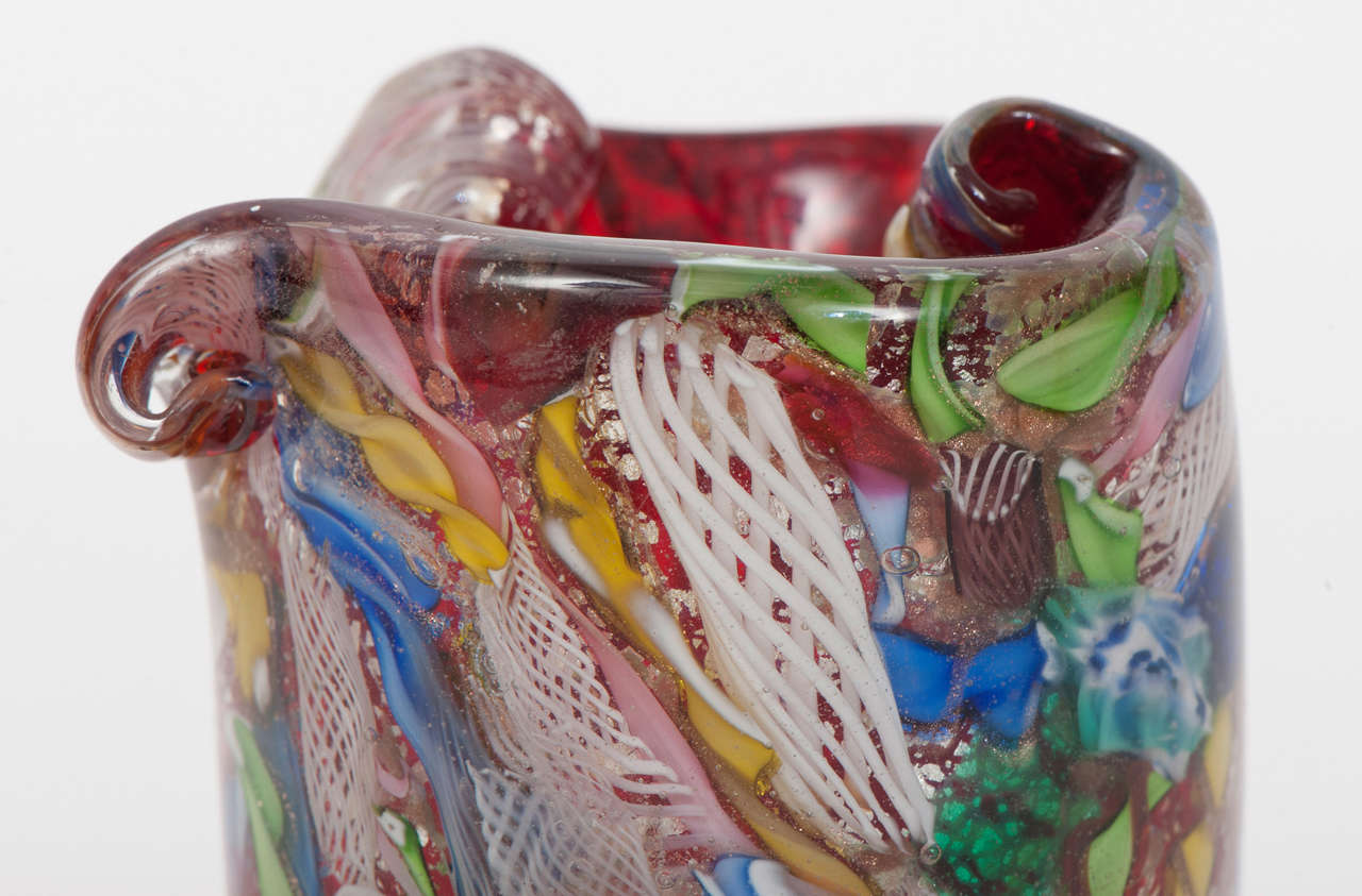 An Intricate 1970's Murano Glass Vase by L Nason For Sale 1