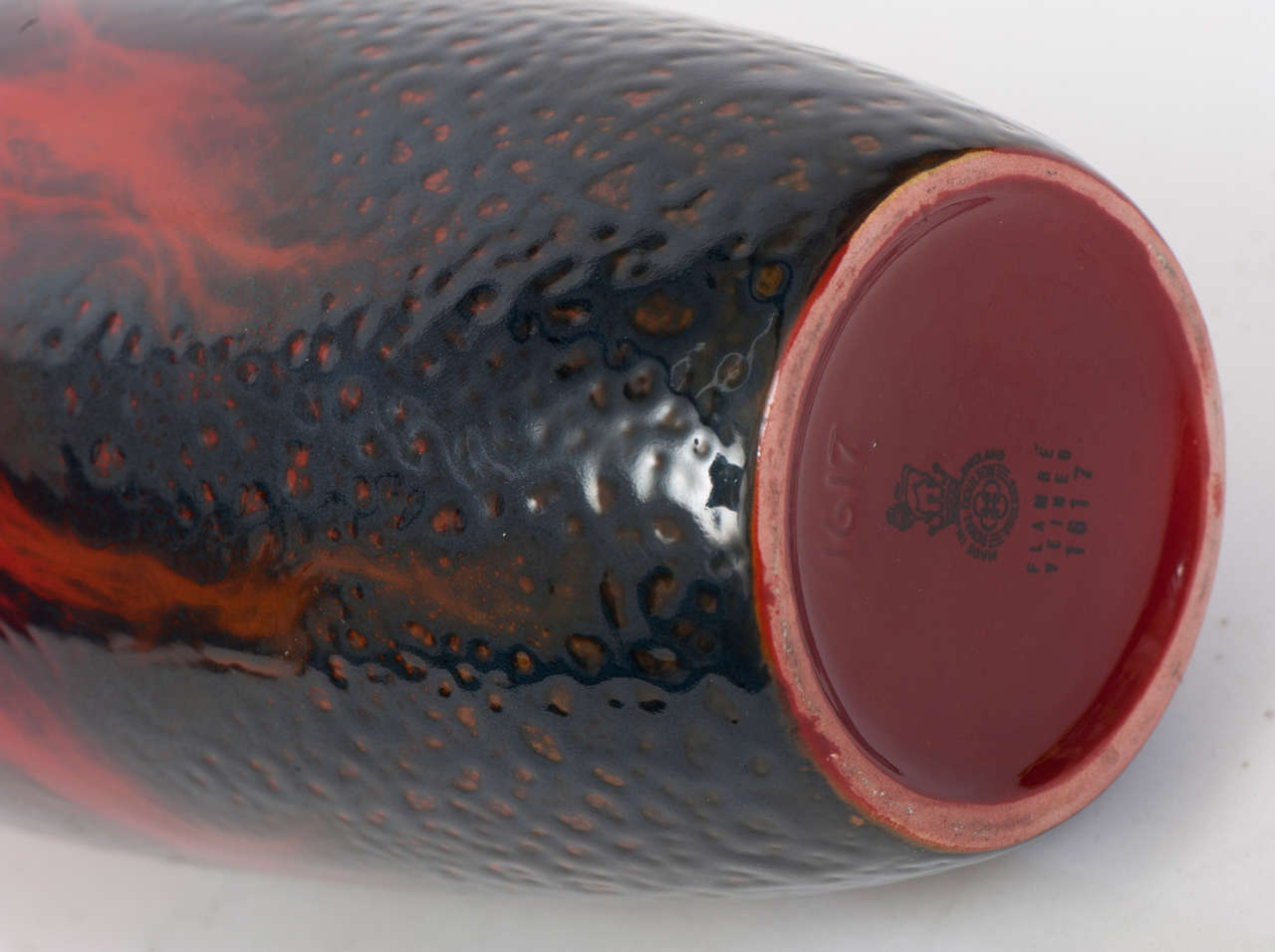 British Large Royal Doulton Veined Flambe Bottle Vase 35cm Tall For Sale