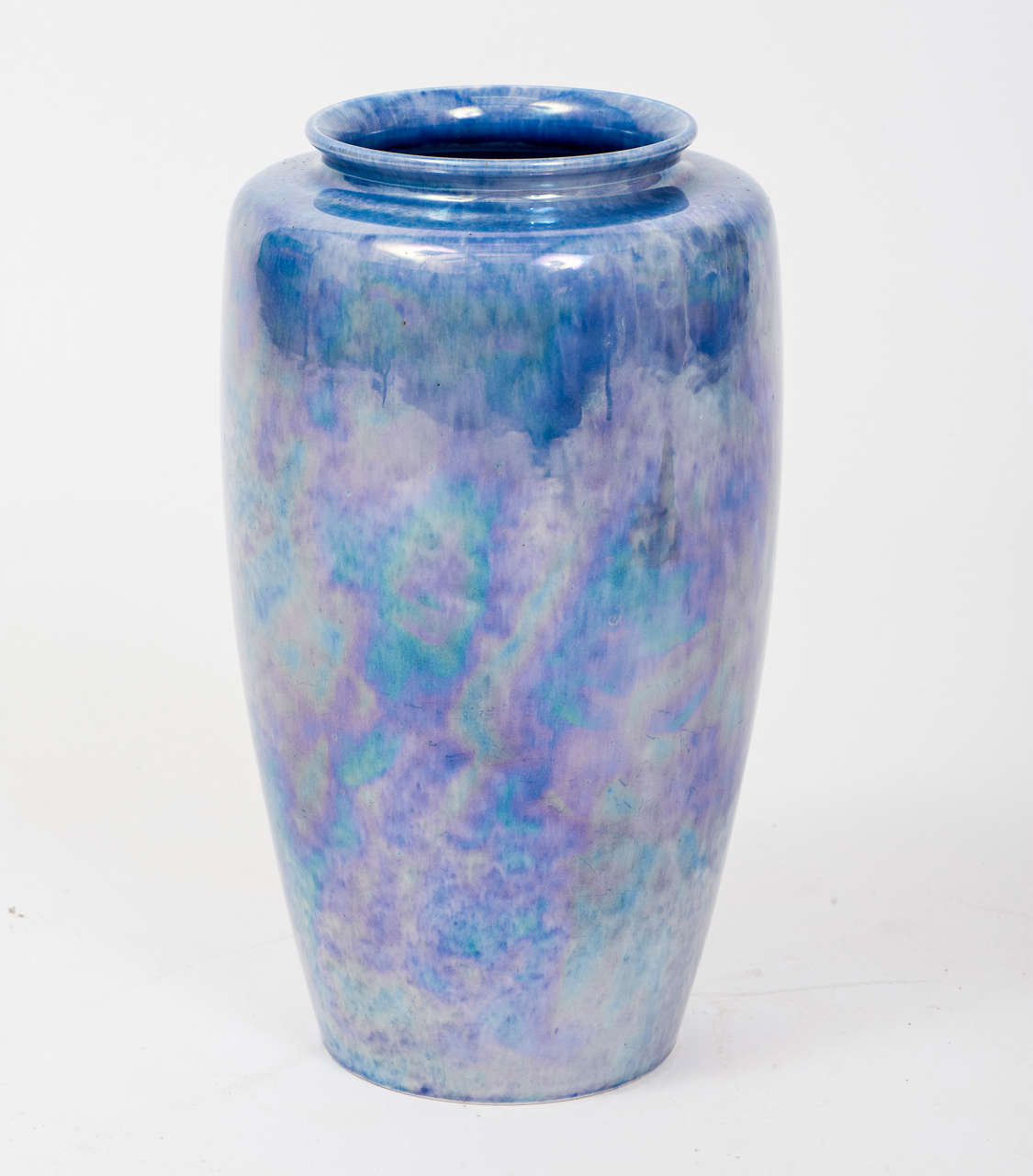 20th Century A Large Blue Lustre Glazed Vase by Ruskin Pottery, England For Sale