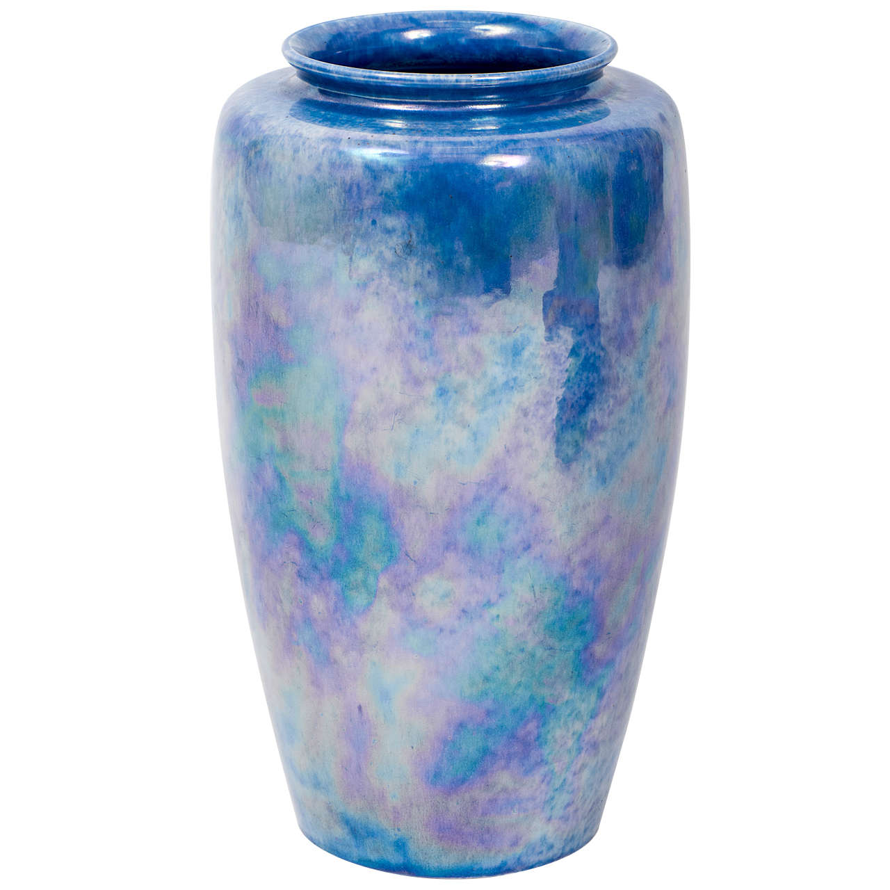 A Large Blue Lustre Glazed Vase by Ruskin Pottery, England For Sale