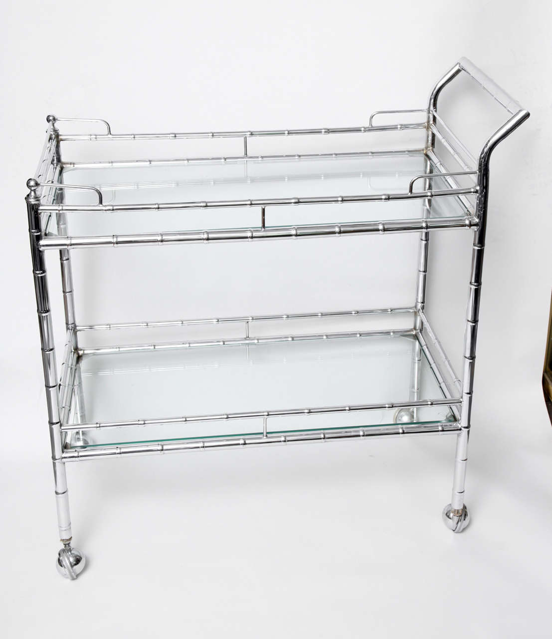 Chrome Bamboo Form Two Tier Bar Cart