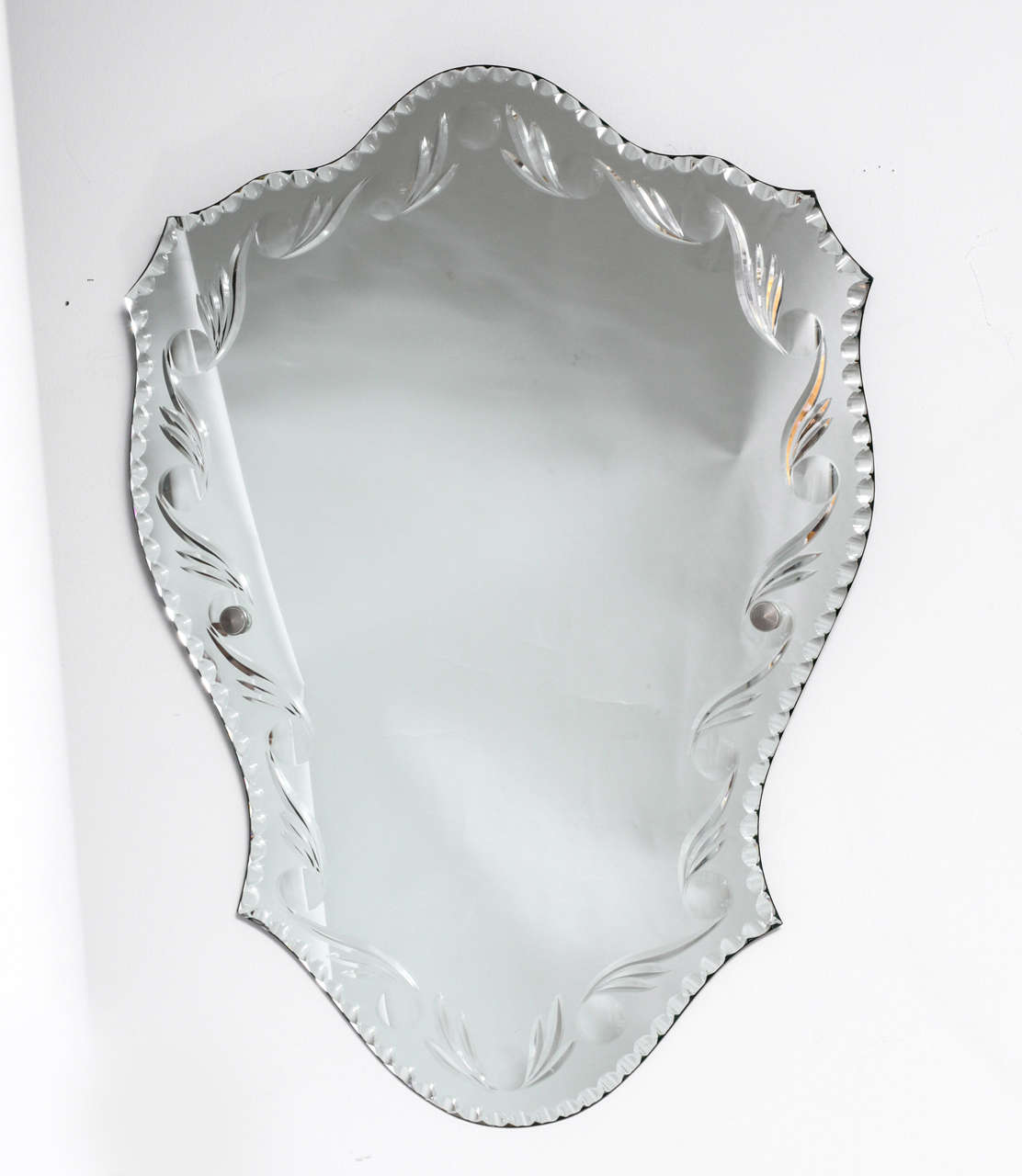 Pie Crust Bevelled Shield Form Mirror