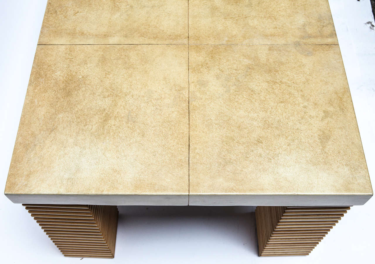 Stunning Big 70's Parchment, Goatskin Cocktail Table In Excellent Condition For Sale In Milan, IT