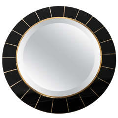 Vintage Round Wall Mirror 1950's in the Style of Crystal Art.