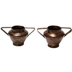 Early 19th C. Hand Embossed Copper Amphoras.