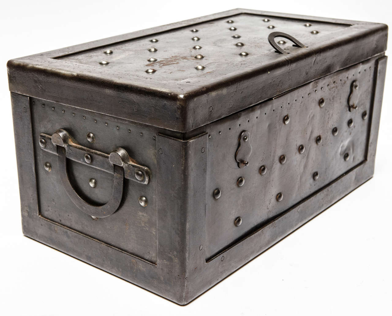 Rare Pair Of Italian Iron Strong Boxes.