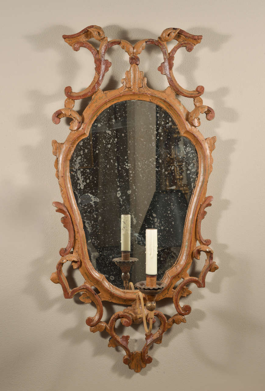 Pair of 18th c. Carved Wood Italian Sconces
