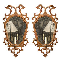 Pair of 18th c. Carved Wood Italian Sconces