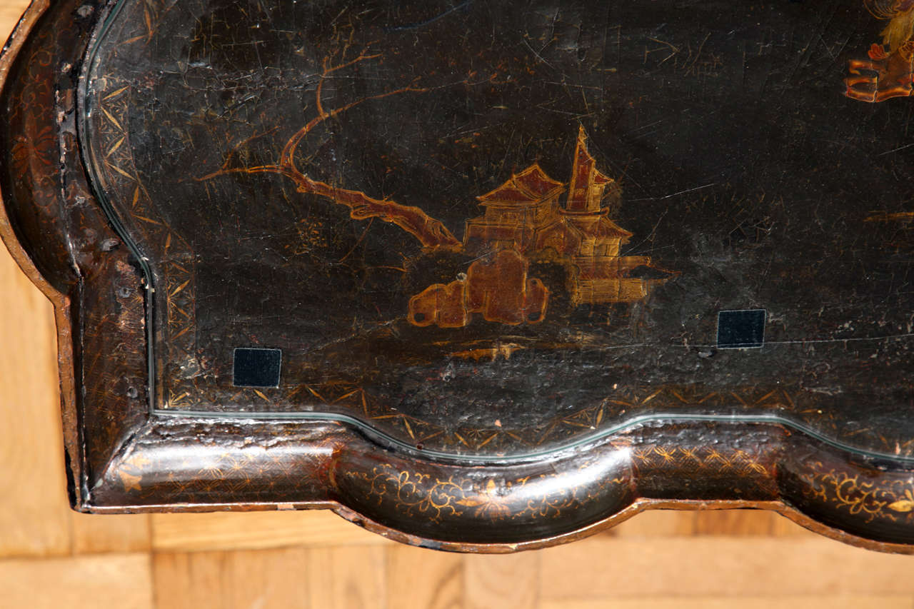 A Chinoiserie Decorated Tray on Later Stand, 19th Century 4