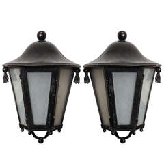 A Pair of French Wrought Iron Lanterns