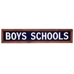 Antique 1920's English Enameled "Boys Schools" Sign