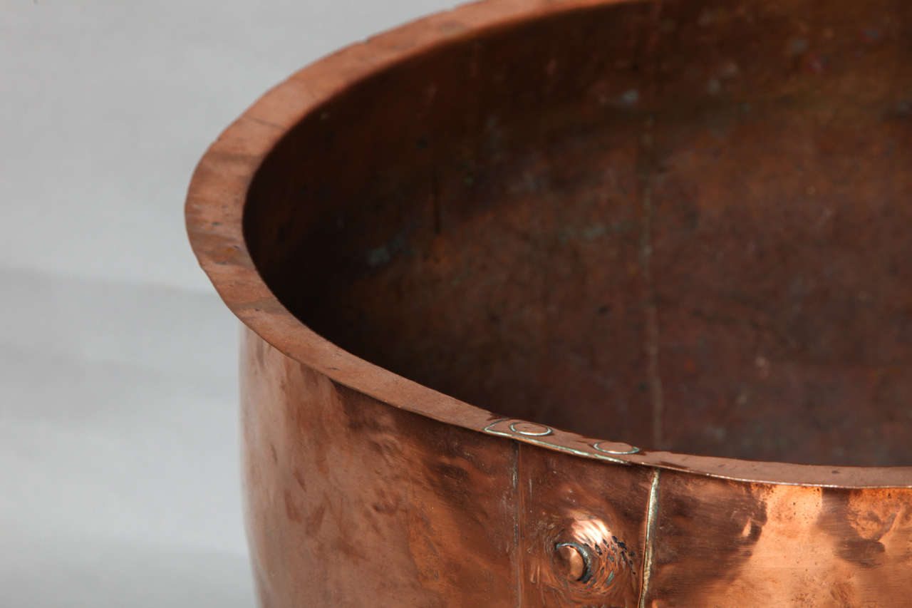 19th c. Large English Rivetted Copper Log Container 2