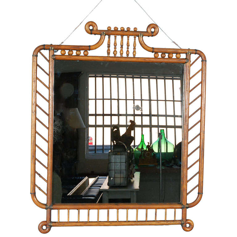 Victorian Stick and Ball Framed Mirror For Sale