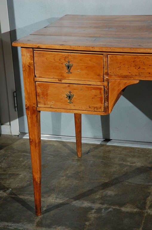Antique Spanish Neoclassical Style Pine Bureau Plat In Good Condition In Culver City, CA