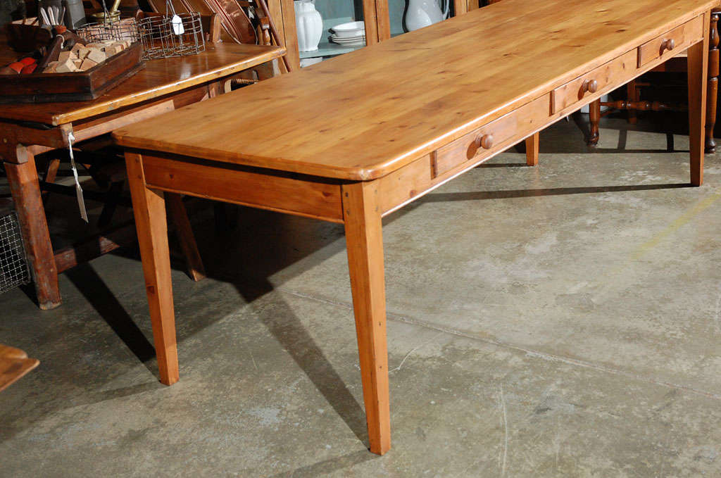 Large Antique Pine Table with Drawers at 1stdibs