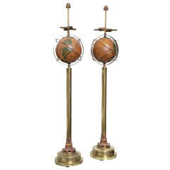 Pair Globe Standing Floor Lamps