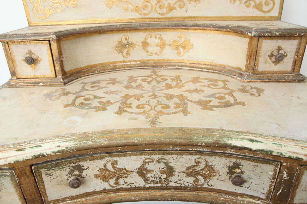 Paint Gilded Florentine Writing Table/Vanity