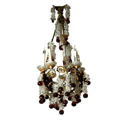 Old Chandelier with Crystal Leaves and Amythyst Fruits