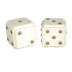 Vintage Funky Travertine Dice With Brass Discs