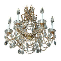 Antique Beaded Macaroni Chandelier with Six Lights