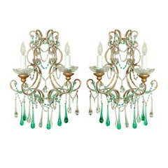 Gorgeous Double Beaded Sconces With Green Accents