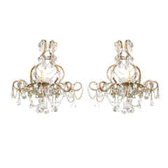 Pair Of  Beaded Macaroni Sconces with Uncut Balls
