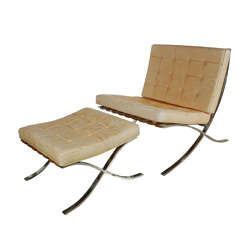Early Mies Van Der Rohe for Knoll Barcelona Chair & Ottoman