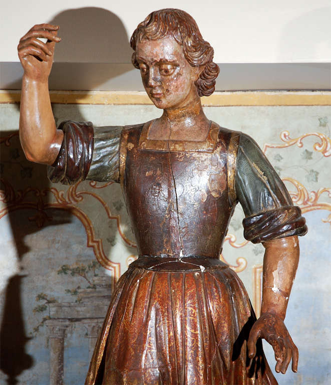 Italiano Statua di San Giorgio in Wood, veneziana in vendita