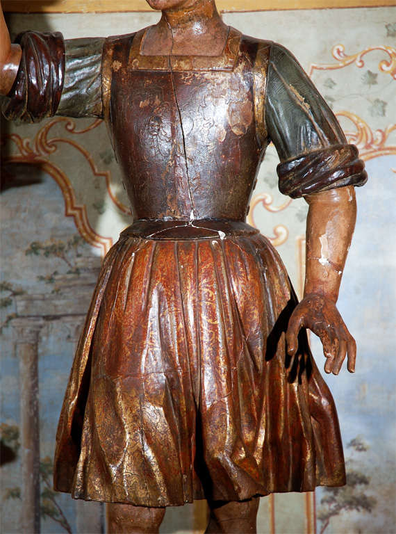 Venezianische Holzstatue des heiligen Georg (18. Jahrhundert und früher) im Angebot