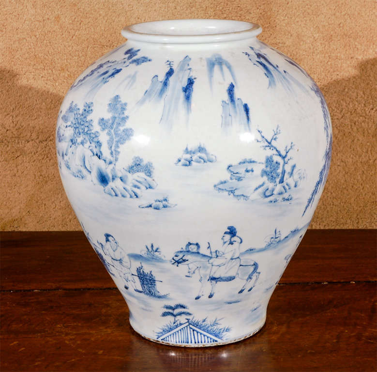 Handbemalt, 19. Jh. Koreanische Vase (Keramik) im Angebot