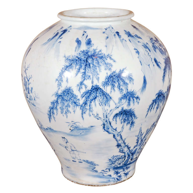 Handbemalt, 19. Jh. Koreanische Vase im Angebot