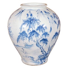Handbemalt, 19. Jh. Koreanische Vase